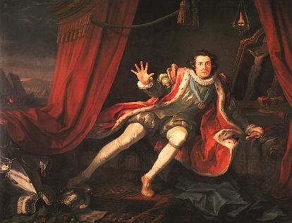 'David Garrick en el papel de Ricardo III' (1745), de William Hogarth. Óleo sobre lienzo, 190,5x250,8 cm, Colección Walker Art Gallery, Liverpool.