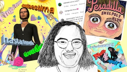 Cuenta de La Picara Justina, autorretrato de Rocío Quillauhuaman e ilustraciones de Roberta Vázquez.