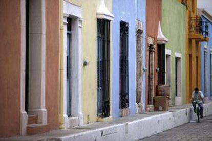Las coloridas casas coloniales de Campeche, en Yucatán (México).