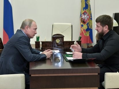 El presidente ruso, Vladímir Putin, y el presidente checheno, Ramzán Kadírov, en agosto de 2019.