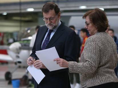Rajoy, el jueves en su visita a un centro profesional en Madrid.