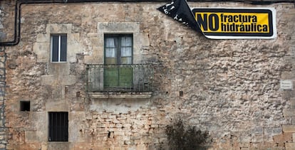 Cartel contra el 'fracking' en Burgos, donde un empresa quiere usar la técnica.