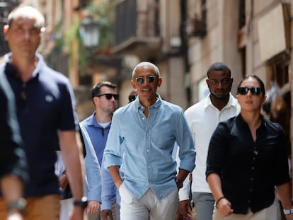 Barack Obama, en el centro de Barcelona, este viernes.