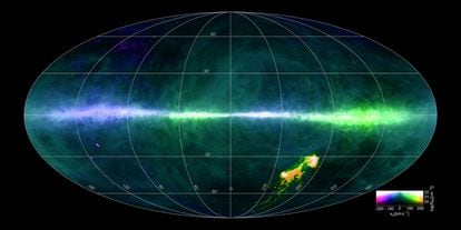 Mapa de nuestra galaxia en Hidrógeno atómico.