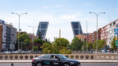 Un coche de Uber, en Madrid.