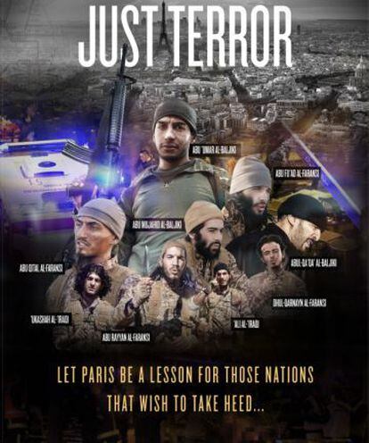 Pàgina en la qual l'ISIS identifica els terroristes del 13-N.