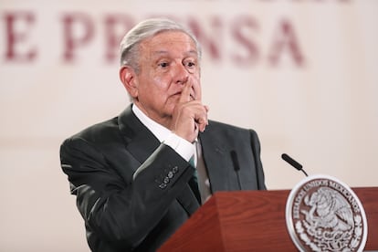 El presidente mexicano, Andrés Manuel López Obrador, durante su rueda de prensa matutina del pasado 4 de abril.