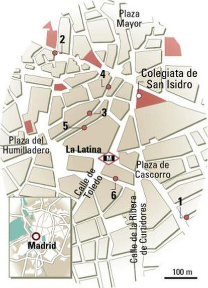 Mapa del barrio de La Latina (Madrid).