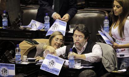 Diputados argentinos durante el debate sobre la expropiaci&oacute;n de Repsol.