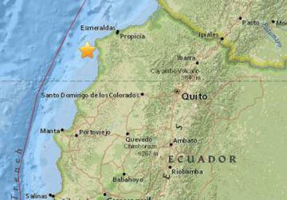 Localització del terratrèmol, segons USGS.