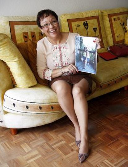 Pilar Mediero, en su piso de Alcorc&oacute;n, tras perder 55 kilos. 