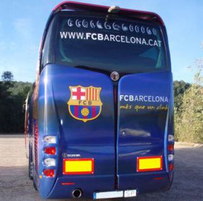 La carrocería del autocar del Barça.