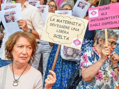 Manifestación a favor del derecho al aborto en Italia, a comienzos de agosto de 2023.