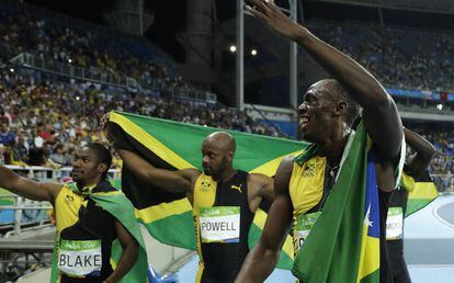 El equipo de relevos 4x100 metros de Jamaica.
