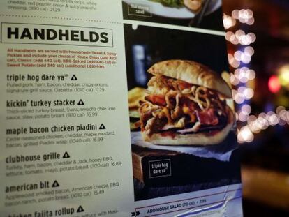 Menú del restaurante de la cadena AppleBee´s en Times Square.