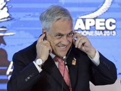 El presidente chileno, Sebastián Piñera en la reunión de líderes empresariales del Foro de Cooperación Económica de Asia-Pacífico (APEC) que se celebra en la isla indonesia de Bali.