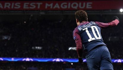 Neymar, en el partido del PSG ante el Celtic.