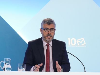 Miguel Ángel Oliver, entonces secretario de Estado de Comunicación, en una rueda de prensa en noviembre de 2019 con motivo de las elecciones generales del 10-N.