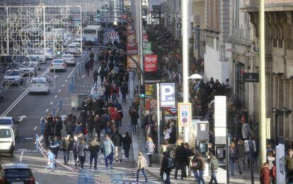 Imagen de la Gran Via cerrada al tr&aacute;fico privado el pasado d&iacute;a 9.
 