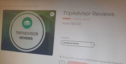 Una de las webs donde comprar 'reviews' para TripAdvisor.