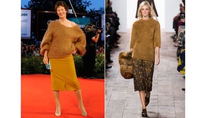 Jersey de día + falda de noche

Michael Kors (a la derecha) es solo uno de los nombres que ha apostado por mezclar jerséis toscos con delicadas faldas de noche. La inspiración está clara: Birkin, 2009.