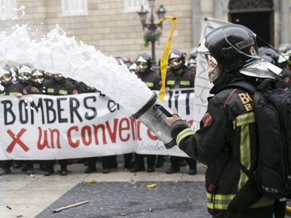 Protesta de Bombers de Barcelona la semana pasada. 