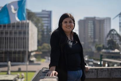 Andrea Reyes, elected representative of Movimiento Semilla, in an interview in Guatemala City this Friday.