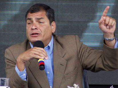 El presidente Correa este s&aacute;bado en su alocuci&oacute;n semanal. 