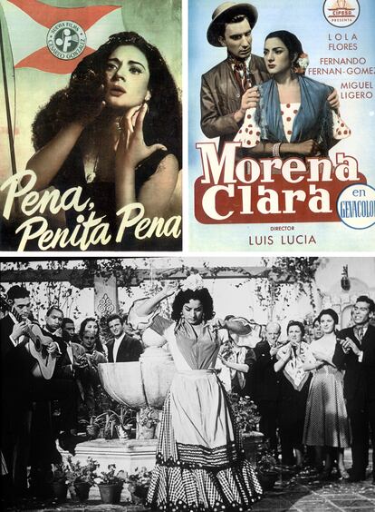 Los carteles de ‘Pena, penita, pena’ y ‘Morena Clara’ y en la película 'La niña de la Venta'.