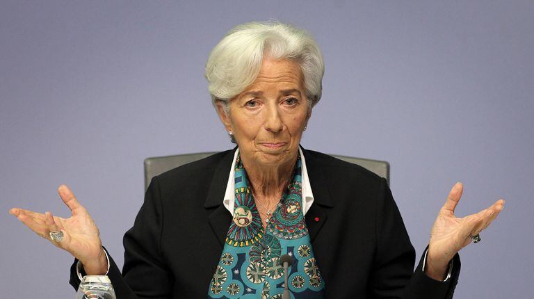 Christine Lagarde, presidenta del BCE, durante una rueda de prensa en diciembre.