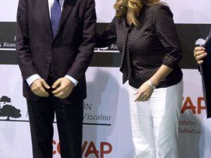 El expresidente del Gobierno José Luis Rodríguez Zapatero acompañado por Susana Díaz este viernes en Córdoba.