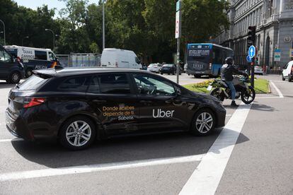 Vehículo de Uber en Madrid.