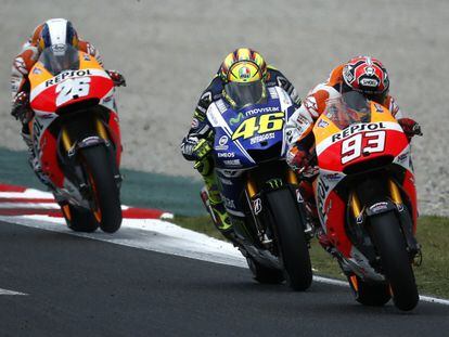 M&aacute;rquez vence por delante de Rossi y Pedrosa.