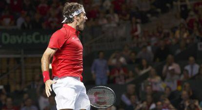 Roger Federer tras ganar el quinto partido y la eliminatoria de Copa Davis.