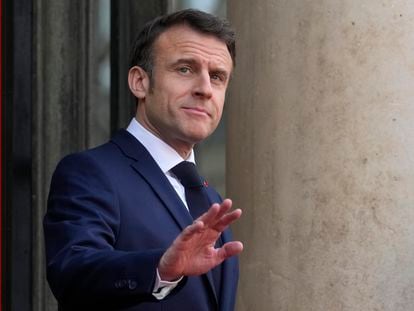 El presidente francés, Emmanuel Macron, este martes en el palacio del Elíseo, en París.