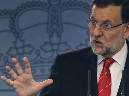 Mariano Rajoy, durante la rueda de prensa conjunta de este miércoles con el presidente de Perú, Ollanta Humala.