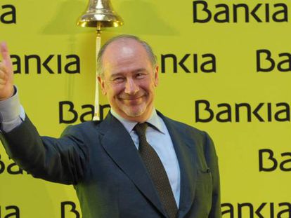 Rodrigo Rato, expresidente de Bankia, el día del estreno bursátil de la entidad financiera, el 20 de julio de 2011.
