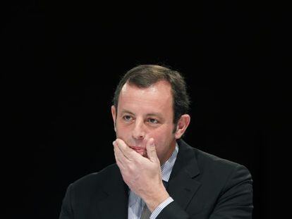 Sandro Rosell, durante una conferencia de prensa.