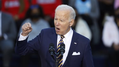 Joe Biden, durante su discurso en el campus de la Universidad de Clark Atlanta, en Georgia.