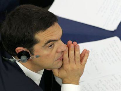 El primer ministro griego, Alexis Tsipras durante un debate en el Parlamento Europeo.