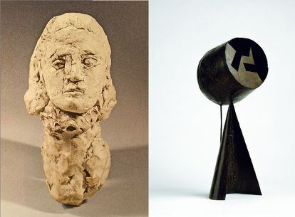 'Busto de Dora Maar',  de Fenosa y Picasso y, a la derecha, 'Enamorados II' de Juli González.