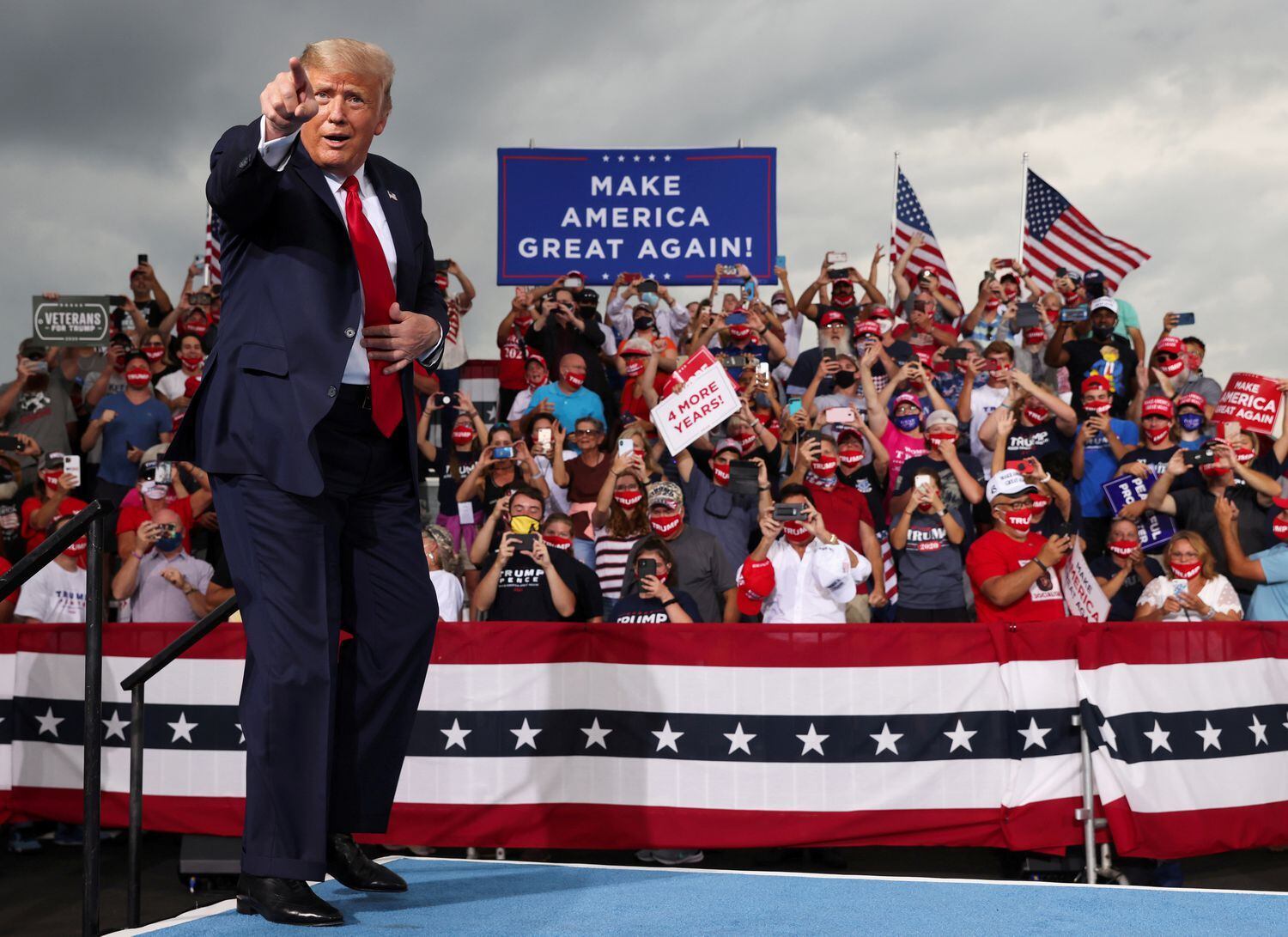 El presidente de Estados Unidos, Donald Trump, durante un evento de campaña en el Aeropuerto Regional Smith Reynolds en Winston-Salem (Carolina del Norte), el 8 de septiembre de 2020.