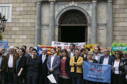 Concentracion en la Plaza Sant jaume en apoyo a los mimbros del Gobierno de la Generalitat de Cataluña.