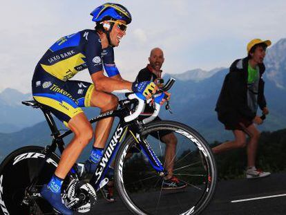 Contador, del Saxo-Tinkoff, disputando el Tour de Francia.