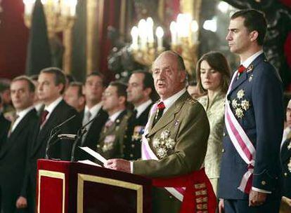 El rey don Juan Carlos, durante el discurso de la Pascua Militar