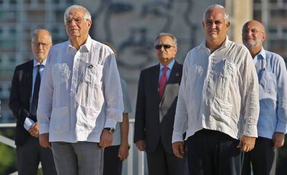 El ministro de Exteriores en funciones, Josep Borrel, este miércoles en la plaza de la Revolución de La Habana (Cuba).
