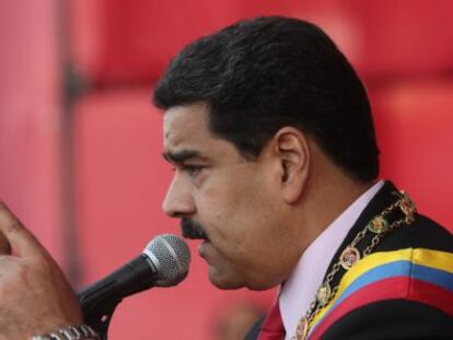 El presidente venezolano Nicol&aacute;s Maduro pronunciando un discurso.