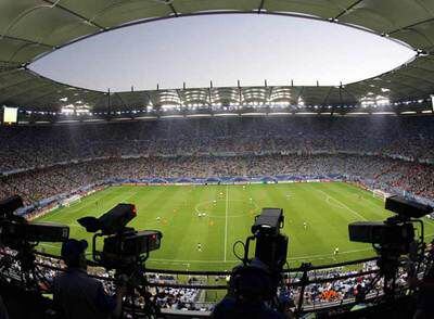 Cámaras de televisión en un partido del Mundial de Alemania de 2006.
