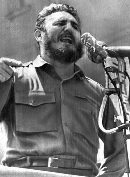 Fidel Castro, durante un discurso en abril de 1961 en La Habana.