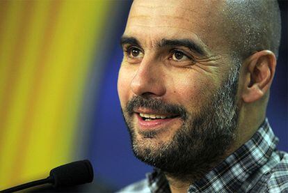 Guardiola, durante la rueda de prensa.